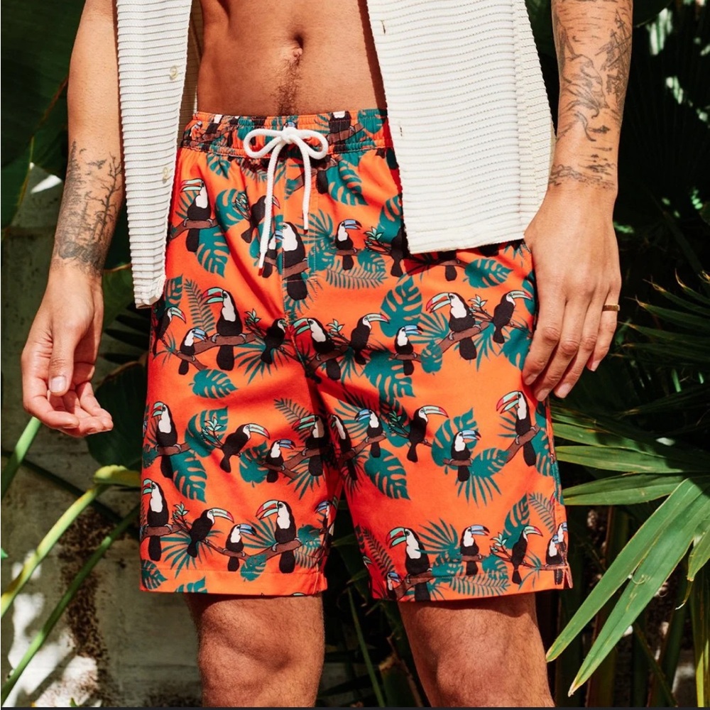 MeUndies Toucan Print Swim Trunks 2XL